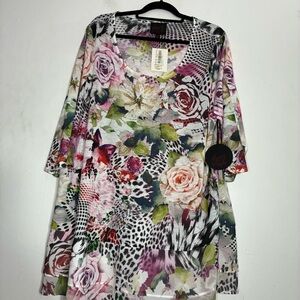 French Blue Boho Artsy top blue 3X NEW